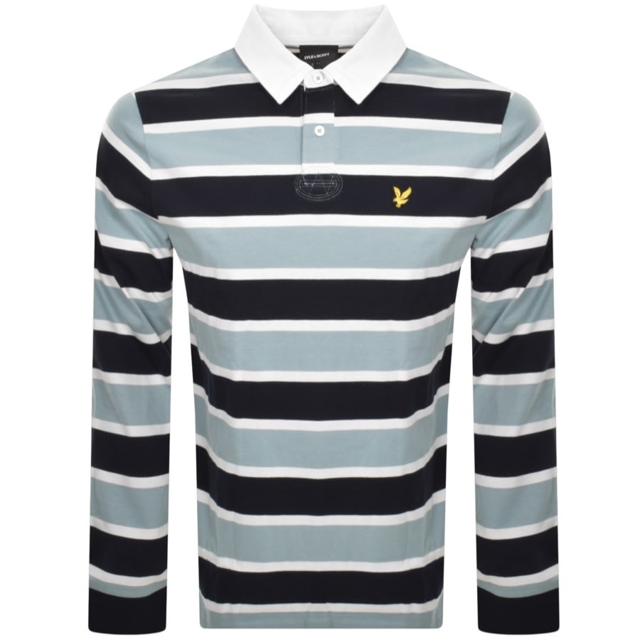 Lyle And Scott Stripe Rugby Polo Shirt Blue Mainline Menswear Ireland